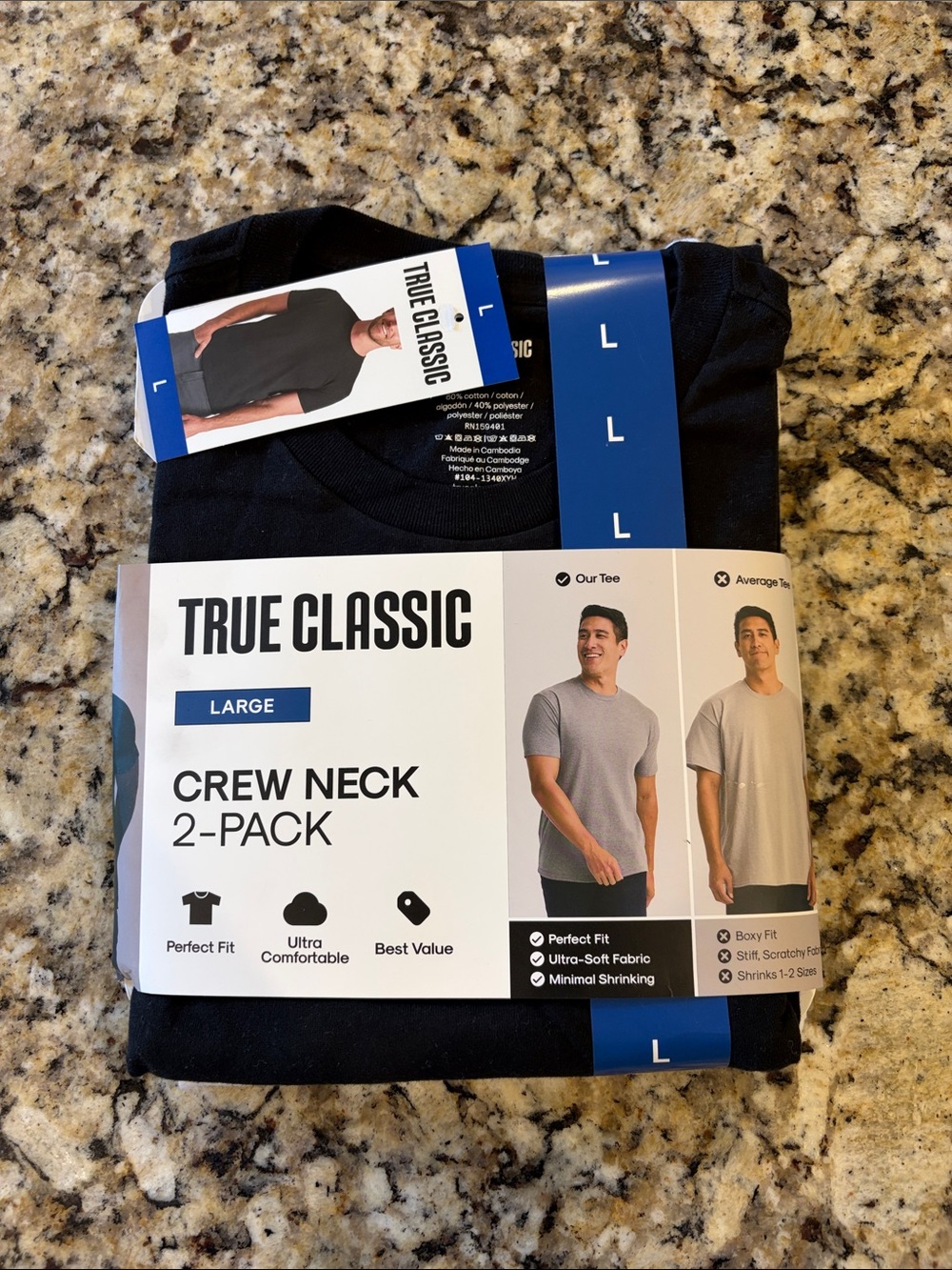 True Classic Men’s Crew Neck 2-Pack Tee - Black & White